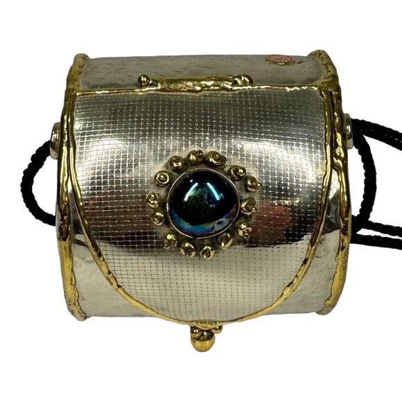 Vintage Lunacy Designs Hand Crafted Mixed Metal Mini Purse Bag Gold Silver Stone - Picture 2 of 11